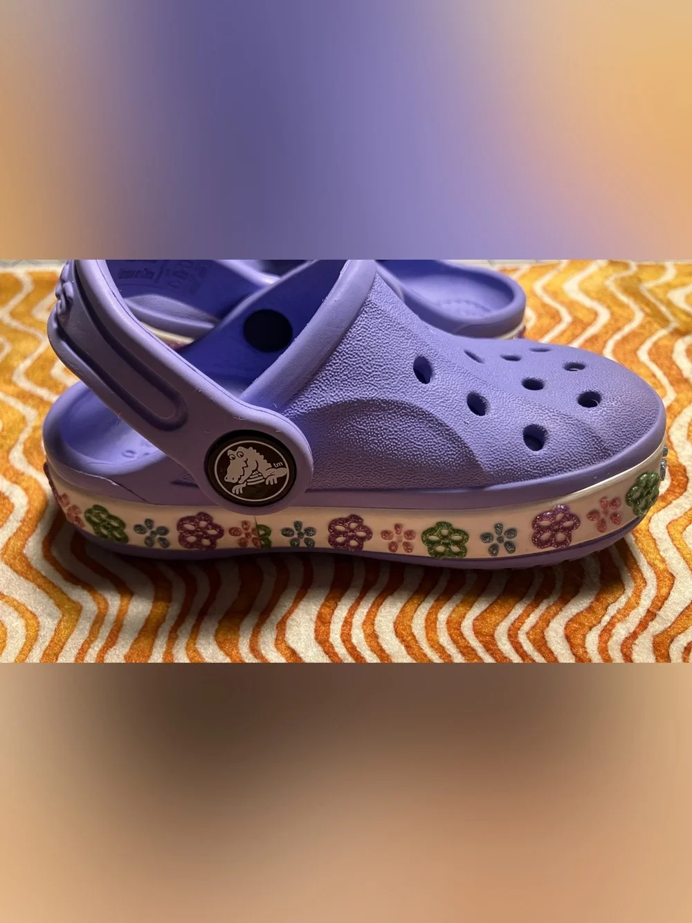 Toddler CROCS in Lavender with Floral Band